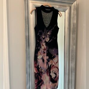 Venus black flower sheath dress- worn once! Perfect cocktail dress!